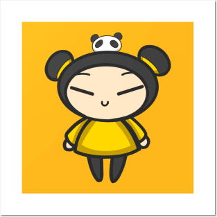 Yellow Pucca with a Panda Posters and Art